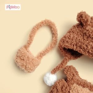 Detailed shot of PipWoo Tawny Trails Labubu Bear Outfit emphasizing decorative elements and hand-stitched work.
