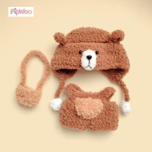 PipWoo Tawny Trails Labubu Bear Outfit flat lay view illustrating the full pattern, texture, and design details.