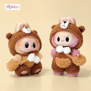 PipWoo Tawny Trails Labubu Bear Outfit main view showcasing the overall handcrafted brown bear outfit design.