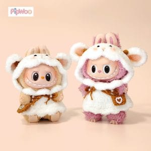 PipWoo Handmade Crochet Labubu Clothes - Baa Baa Bliss main view showcasing the overall handcrafted sheep outfit with soft crochet textures.