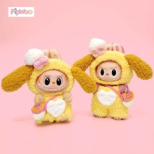 Crochet Labubu Clothes - Honey Biscuit Pup main view showcasing the overall handcrafted doll outfit with a cute, honey-inspired design.