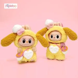 Crochet Labubu Clothes - Honey Biscuit Pup main view showcasing the overall handcrafted doll outfit with a cute, honey-inspired design.