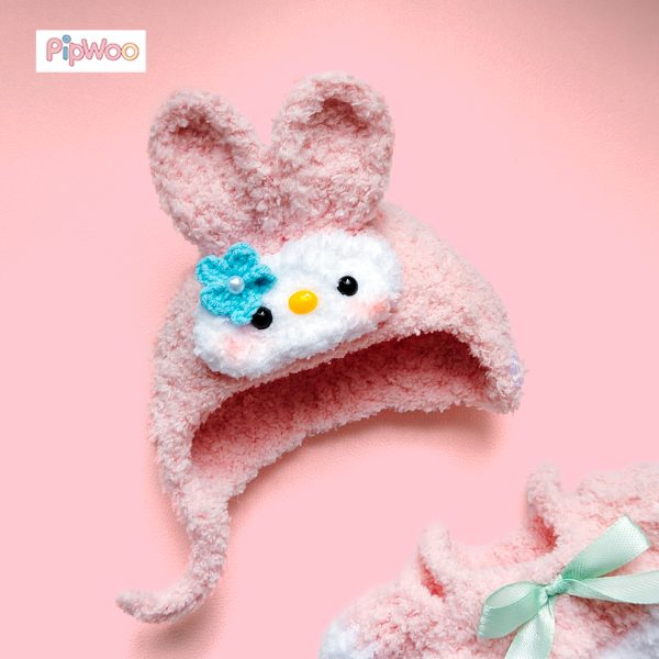 Zoomed‑in view of Crochet Labubu Clothes – Bunny Melody focusing on the plush yarn’s fluffy texture