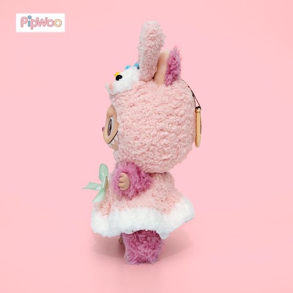 Side profile of Crochet Labubu Clothes – Bunny Melody highlighting long bunny ears and soft yarn texture