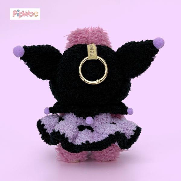 Back view of Crochet Labubu Clothes – Kuromi revealing the layered skirt tiers and neat stitch work.
